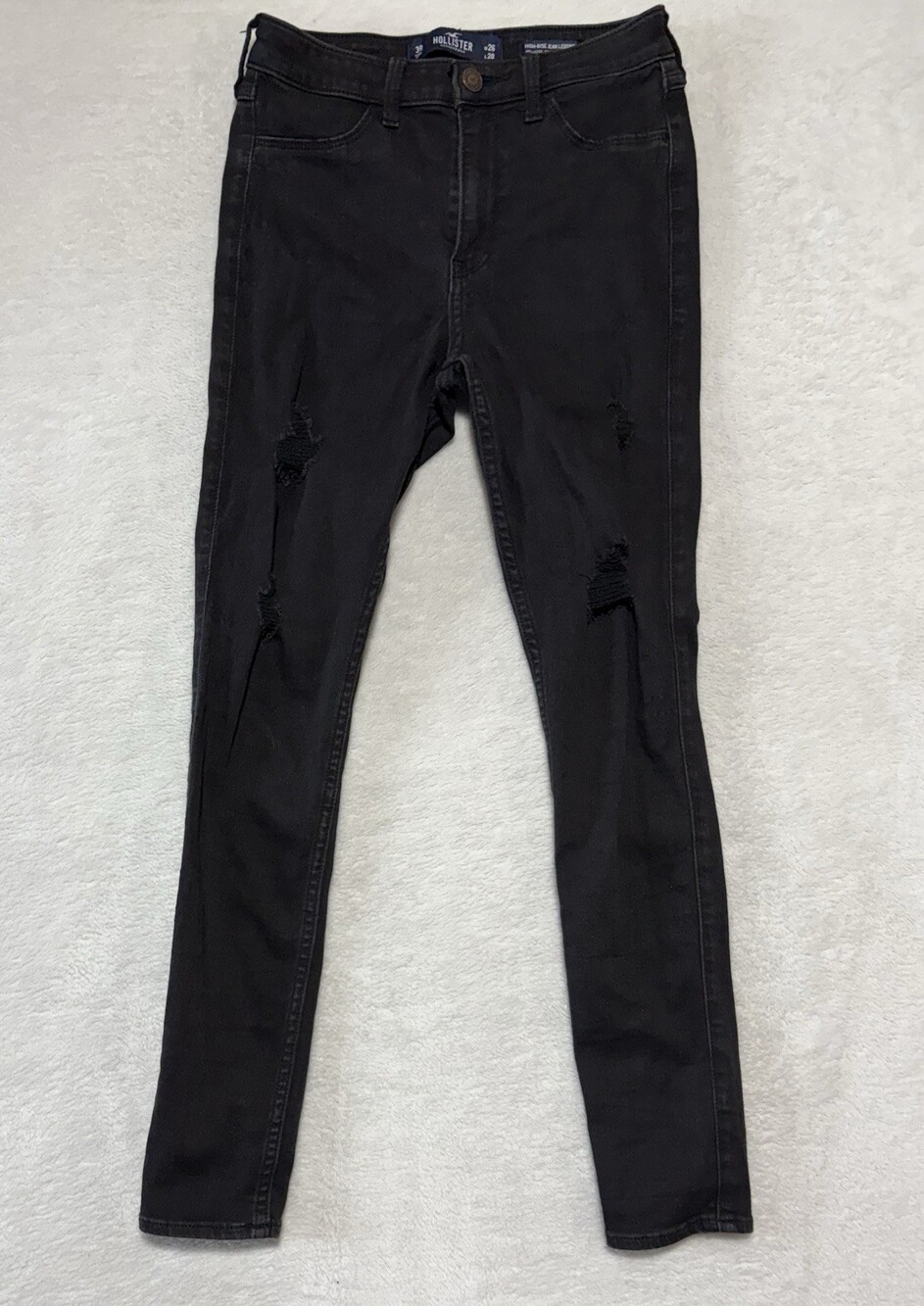 Hollister High Rise Jean Legging Womens 3R Black Distressed Stretch Jeggings